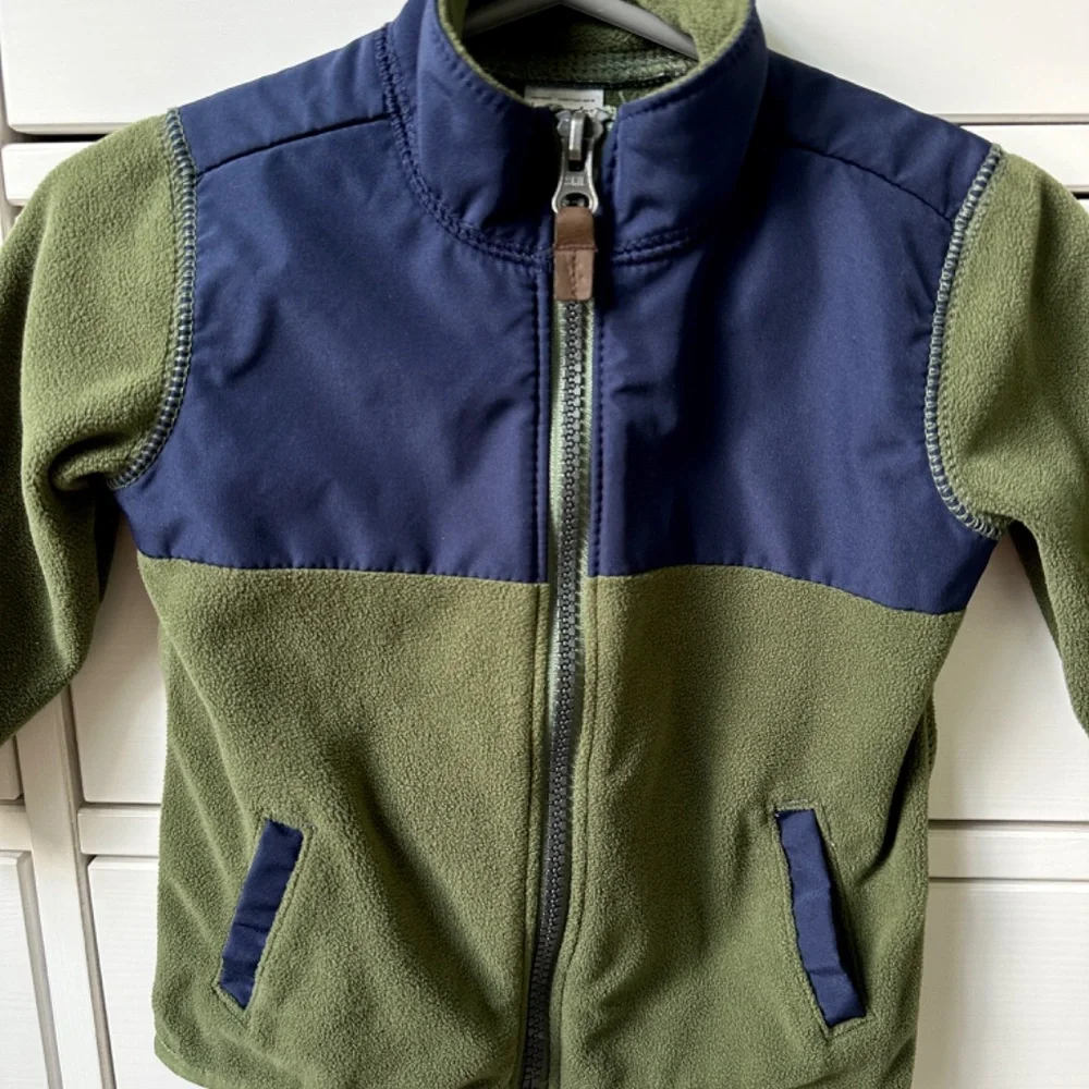 Carter's Baby Boy Jacket Size 12M Fleece Zip Up Lightweight Green Navy
